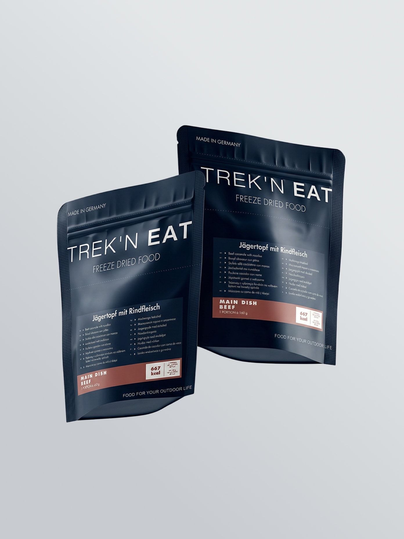 Trek'n Eat freeze-dried beef meal pouches